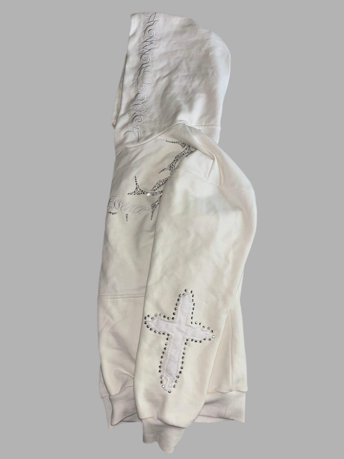 PTE white rhinestones hoodie
