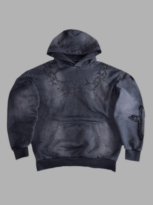 PTE black rhinestones hoodie